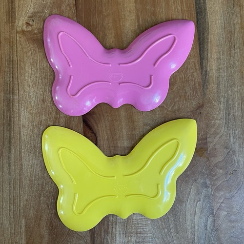 Two Vintage Andy Warhol Butterfly 8” Plate Melamine Presidioobjects Pink Yellow - Picture 6 of 7