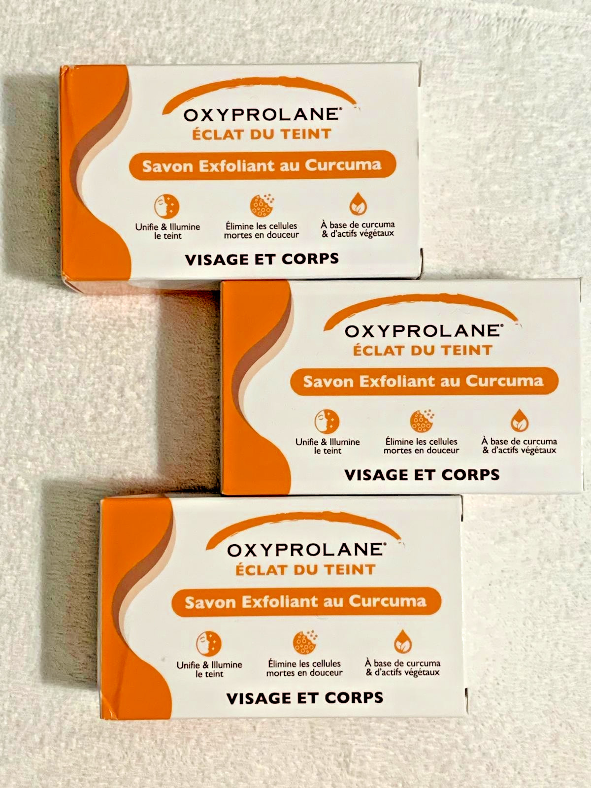 Teint terne et boutons ? Savon exfoliant au curcuma OXYPROLANE Éclat du Teint anti-imperfection x3