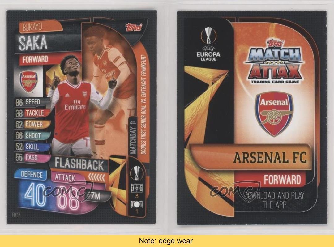 2019-20 Topps Flashback Bukayo Saka #FB17 Rookie RC READ i4v view 3