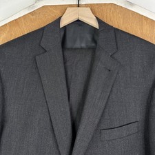Jos A Bank Suit Mens 43L Gray 2 Button 100 Wool Pants 38x30 Flat Tailored Fit