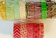 Washi Tape LOT of 15 ROLLS Geometric Pink Yellow Blue Purple Green Brown