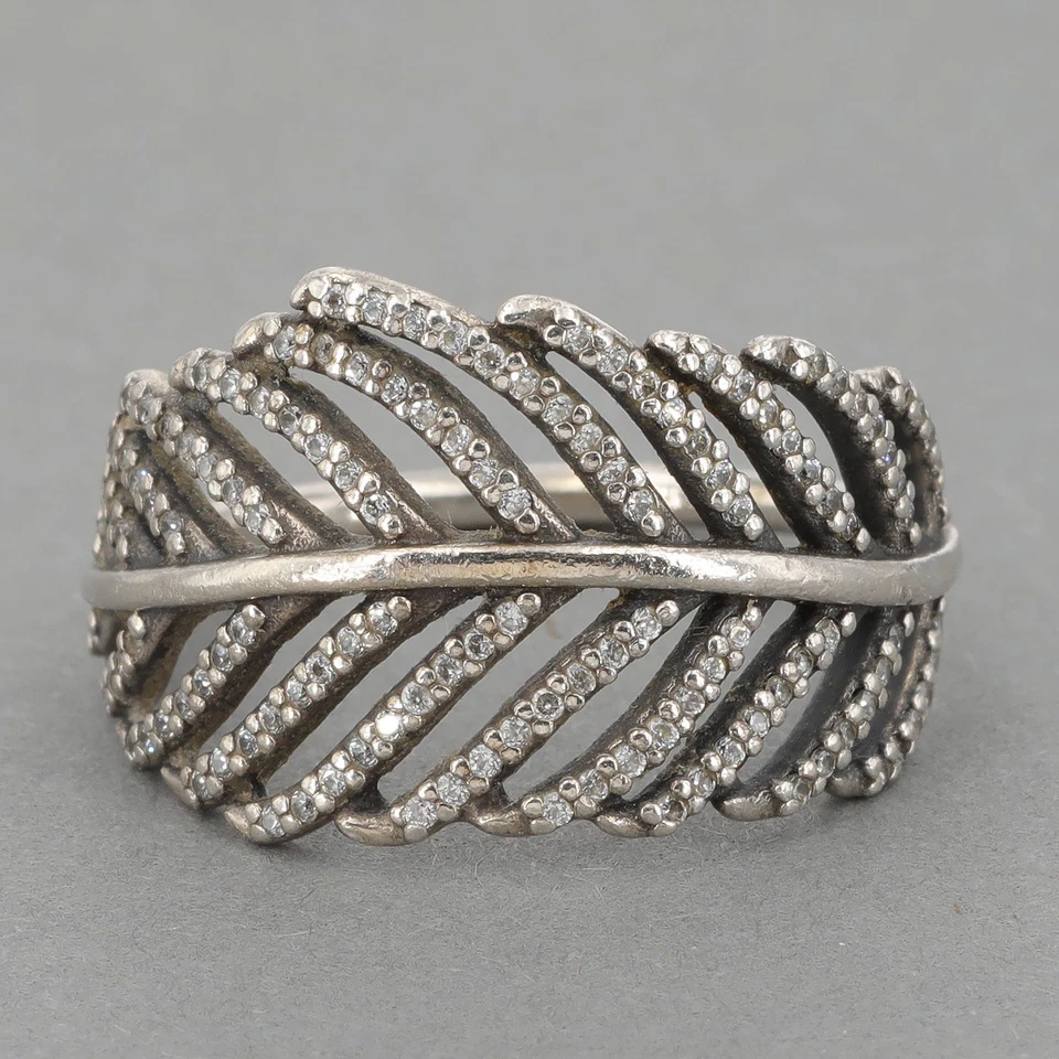 Pandora серебро CZ "свет как перо" кольцо размер 7 - Изображение 2 из 4