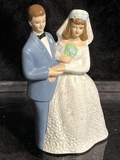 Bride Groom Wedding Cake Topper Brown Hair Blue Eyes 4