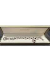 Judith Ripka Sterling Silver 925 Citrine & CZ Circle Link Chain Toggle