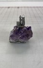 Vintage Miniature Pewter Castle on Amethyst Crystal — photo 1
