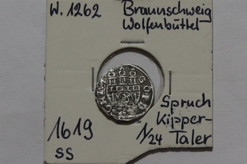 🧭 🇩🇪 ALLEMAGNE BRAUNSCHWEIG 1/24 THALER 1619 ARGENT RARE B86 WR26 - Photo 1/3
