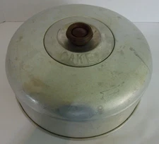Vintage Aluminum Metal Cake Pie Cover Dome Lid With Wood Handle 11.5" Across