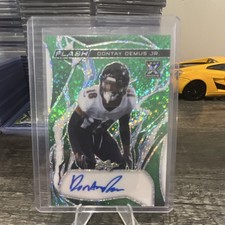 Leaf Flash Dontay Demus Jr. Green Autograph Rookie Football Card 5/5. rookie card picture