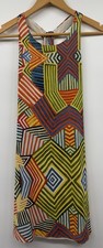 Alice + Olivia Silk Geometric Stripe Mini Shift Dress Multicolor SZ XS Retro 70s