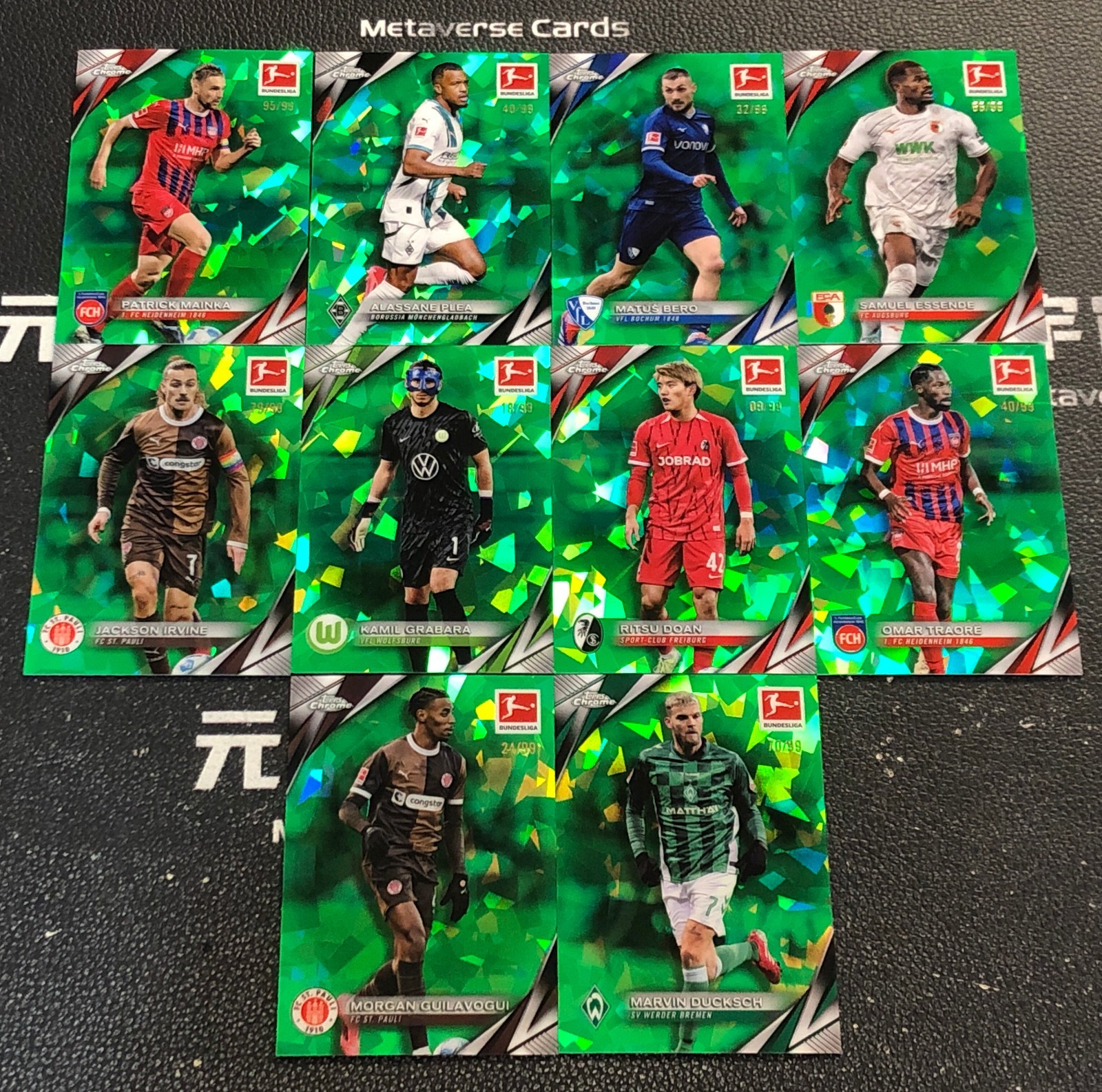 Lot 10 2024-25 Topps Chrome Bundesliga Sapphire Green /99 Ritsu Doan Omar Traore