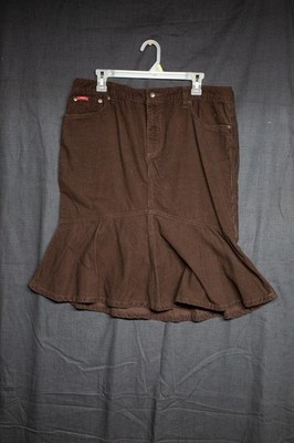 VINTAGE CHAPS JEANS Brown Corduroy Mermaid Trumpet Hem Skirt Sz. 14
