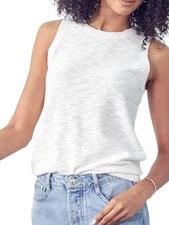 Ivory Sleeveless Round Neck Slub Knit Top