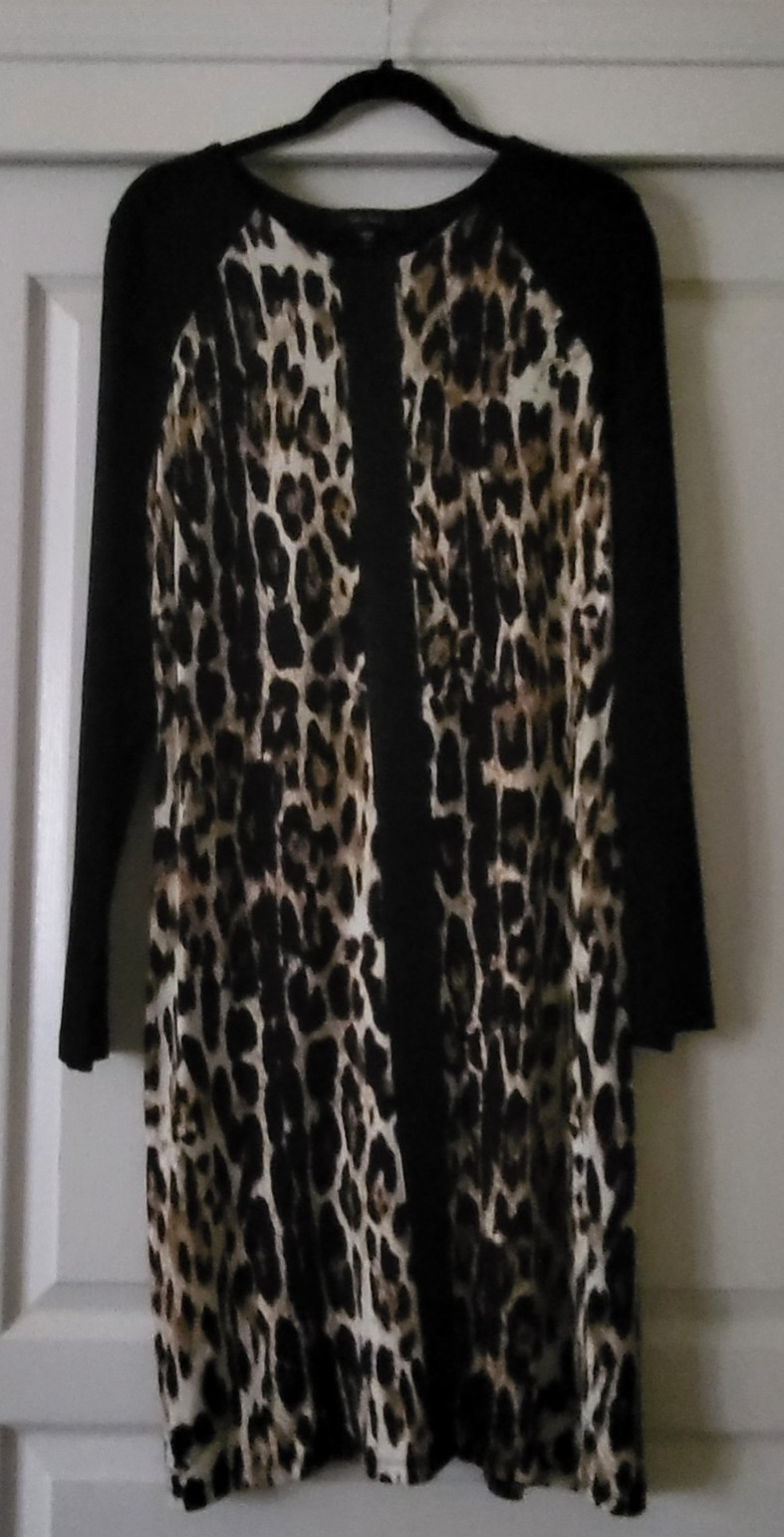 Karen Kane designer leopard print dress with leather accent - XL