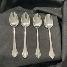 4 - Oneida Community CLARETTE Glossy Stainless Flatware 6" TEASPOONS Spoons 🥄 