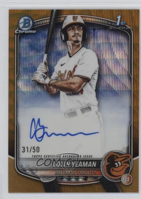 2025 Bowman Draft Chrome Prospect Gold Wave Refractor 31/50 Colin Yeaman Auto