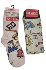 2 Pair Monopoly Novelty Socks. Men/ Woman. 1 Crew 1 Mid Calf