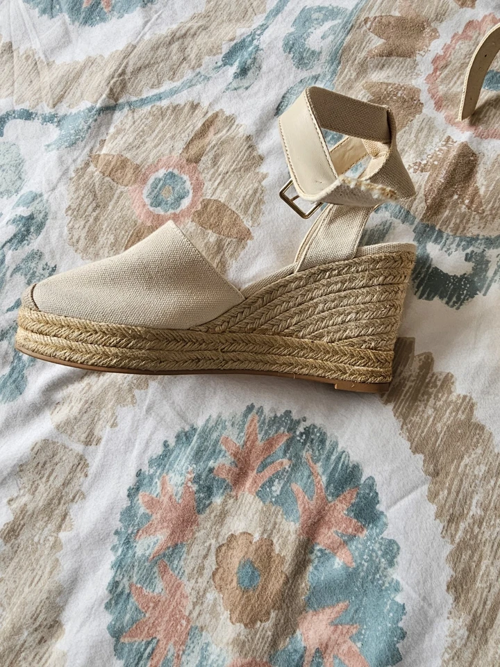 Sandalias de lona alpargata H&M para mujer zapatos de cuña beige talla 10 Foto 3 de 4