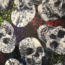 Halloween Prints Decorative Skulls Tossed 100 Cotton Fabric 8 Yards 44" Wide