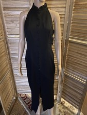 NEW Ann Tobias Women's Size 4 Elegant Dress Black Halter Button Long Vintage
