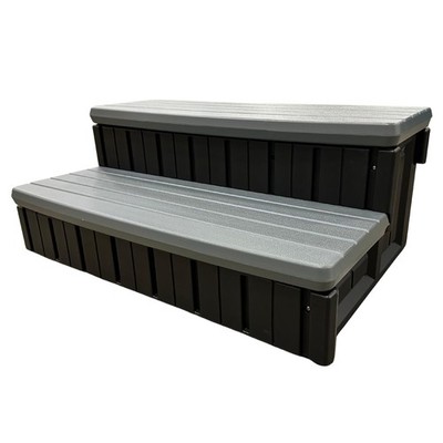 Heatwave Hot Tub Steps with Storage for Spa Accessories - Slate Gray