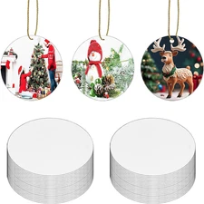40pcs Metal Sublimation Ornament Blanks for Christmas Tree Decor, Heat Press Pri