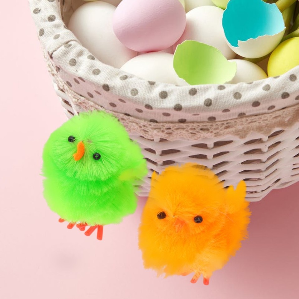 144Pcs Creative Easter Chicken Ornaments Reusable Assorted Colors Party ...