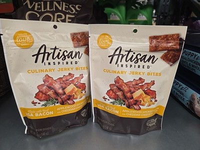 Artisan Inspired Culinary Jerky Bites Dog Treats Bacon Cheese 2x USA 5,Oz 08/26