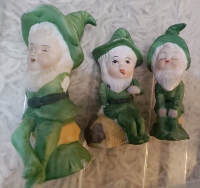 Vintage 1970er Giftcraft Pixie Elfe Kobold Figuren X3 Taiwan Korea Kitsch