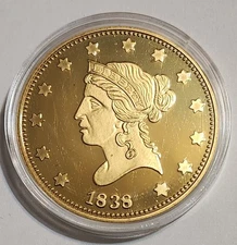 1838 Gold Liberty Replica Coin 24 Caret Gold Layered American Mint 