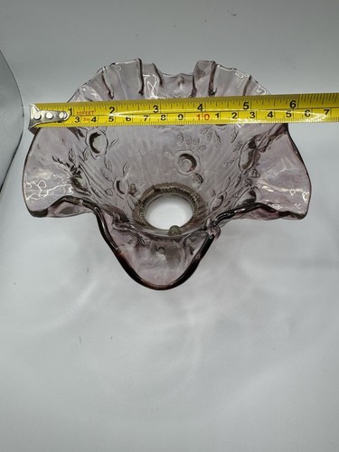 Fenton Glass Amethyst Pink Cabbage Rose Fairy Light Lamp Shade Only Vintage - Picture 6 of 7