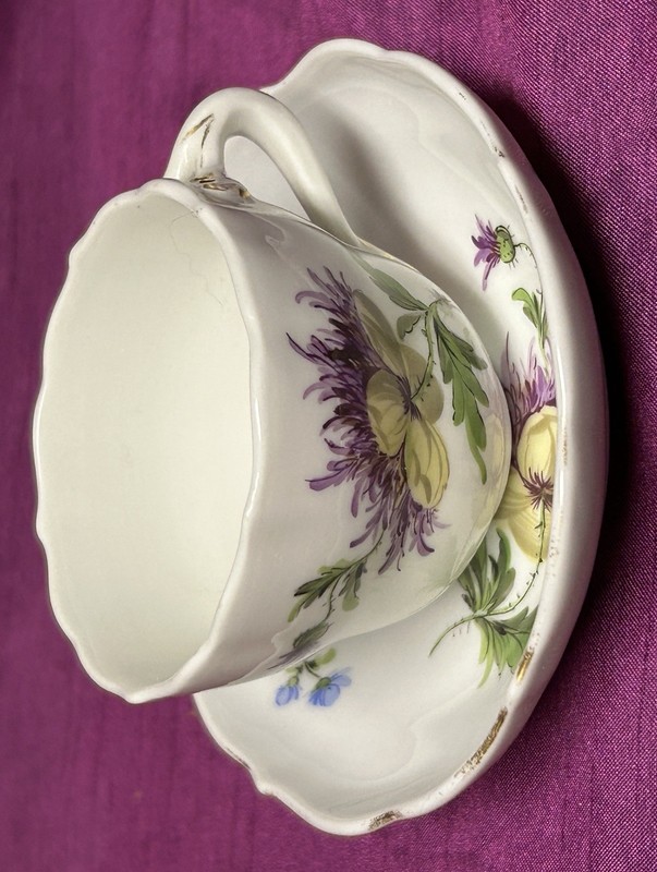 Vintage Meissen Flowered Cup And Saucer