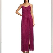 NWT Alex Evenings Fuchsia Pink Shimmer Sleeveless Maxi Gown Dress Size 10