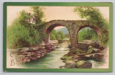 Vintage Old Weir Bridge Killarney Ireland Postcard Printed in Germany