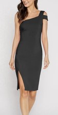 🛍️sale🛍️Likely Black One- Shoulder Packard Side Slit Sheath Dress Sz 4$ 198