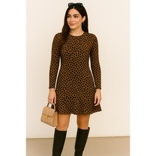 Ann Taylor LOFT Leopard Print Dress XS Jacquard Drop Waist Flare