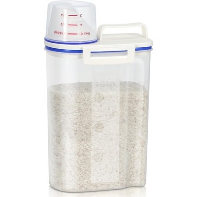 Rice Container 4 Lbs / 2 Kg Rice Dispenser with Measuring Cup, Plastic