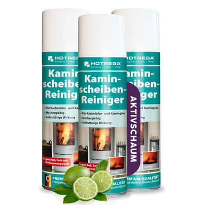 HOTREGA Kaminscheiben Reiniger Ofenreiniger Rußentferner Rauchharz Glas 3x 300ml