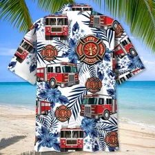 Firefighter Proud Hawaiian Shirt, Short Sleeve Unisex, Beach Shirt, for Vacation