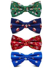 4PCS Men's Christmas Bow tie Double Fold Pre-Tied Bow ties Snow Tree 4c-06
