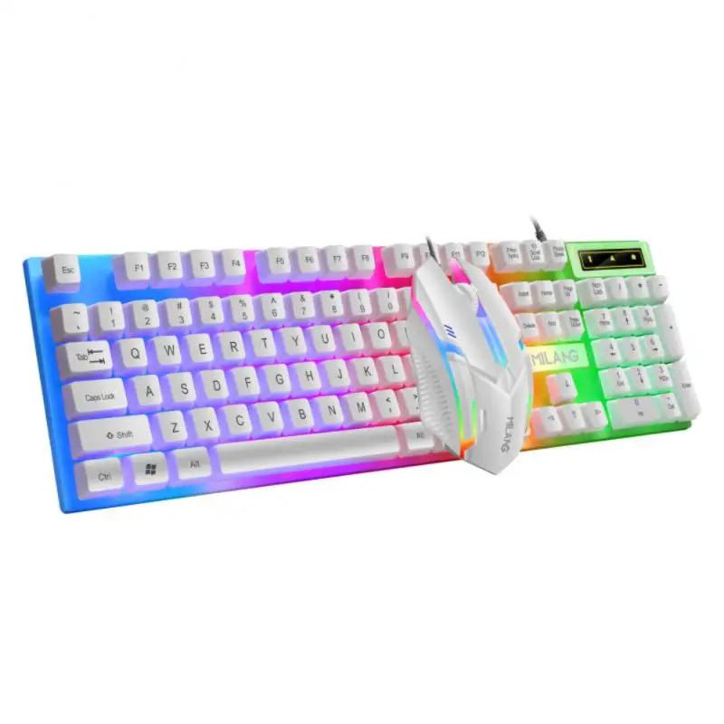 New RGB Backlit Gaming Keyboard Mouse Combo Wired Mechanical Feel Fast Shipping