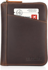 Polare Full Grain Leather Dual Passport Wallet and RFID Blocking Bifold Passport