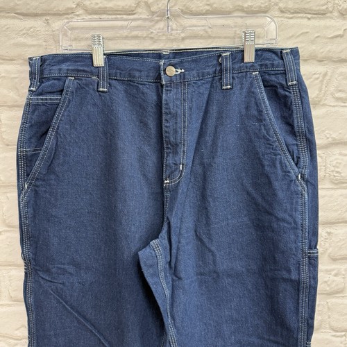Carhartt Carpenter Arbeitsjeans Herren Gr. 34x30 dunkelblau Waschung Latzhose Workwear - Bild 2 von 17