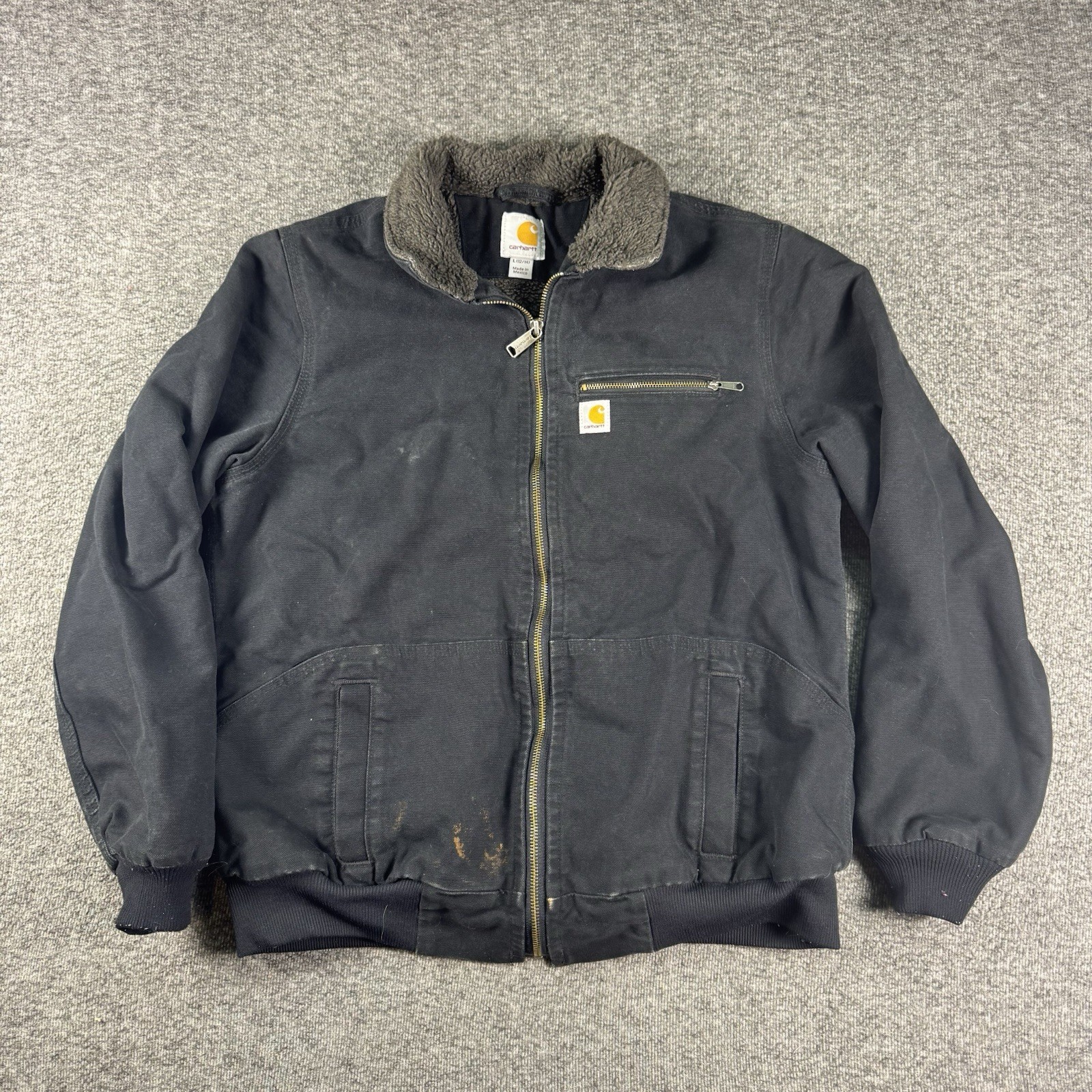 Carhartt Detroit Jacket Womens Large Black Sherpa Lined Outdoor Workwear 100815