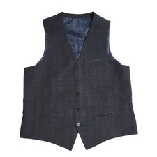 F  F Waistcoat Grey Check 3 Pocket Smart Formal Men's XL 44"