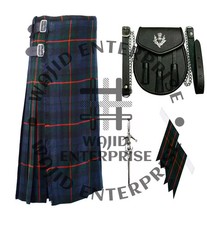 Scottish Handmade Tartan 8 Yard Kilt For Men's - 4 PCS kilt Sporran Deal