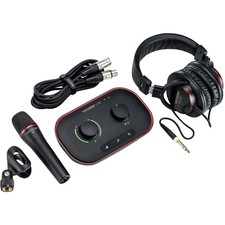 Focusrite Vocaster One Studio Solo Podcast Interface DM1 Mic HP60v Headphones