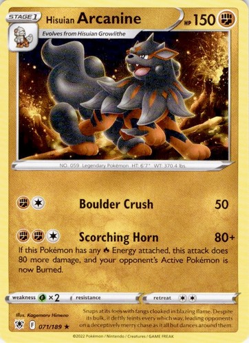 Hisuian Arcanine 071/189 Rare Astral Radiance Pokemon Lightly Played