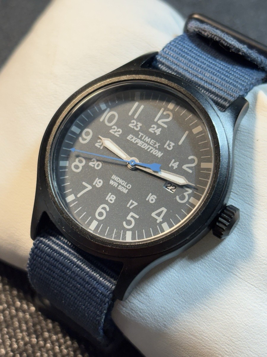 Timex EXPEDITION Indiglo WR50M Men Black 40mm Watch,Gray Dial,12hr