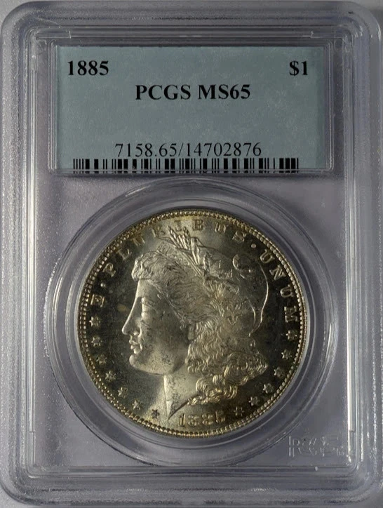 PCGS Certified MS 65 Graded 1885 Year Morgan US Dollars (1878-1921