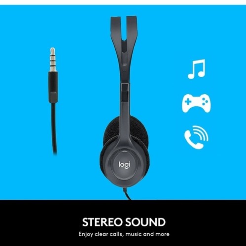 Logitech H111 Binaural Over-the-Head Stereo Headset Black SEALED Free Shipping - Picture 2 of 8